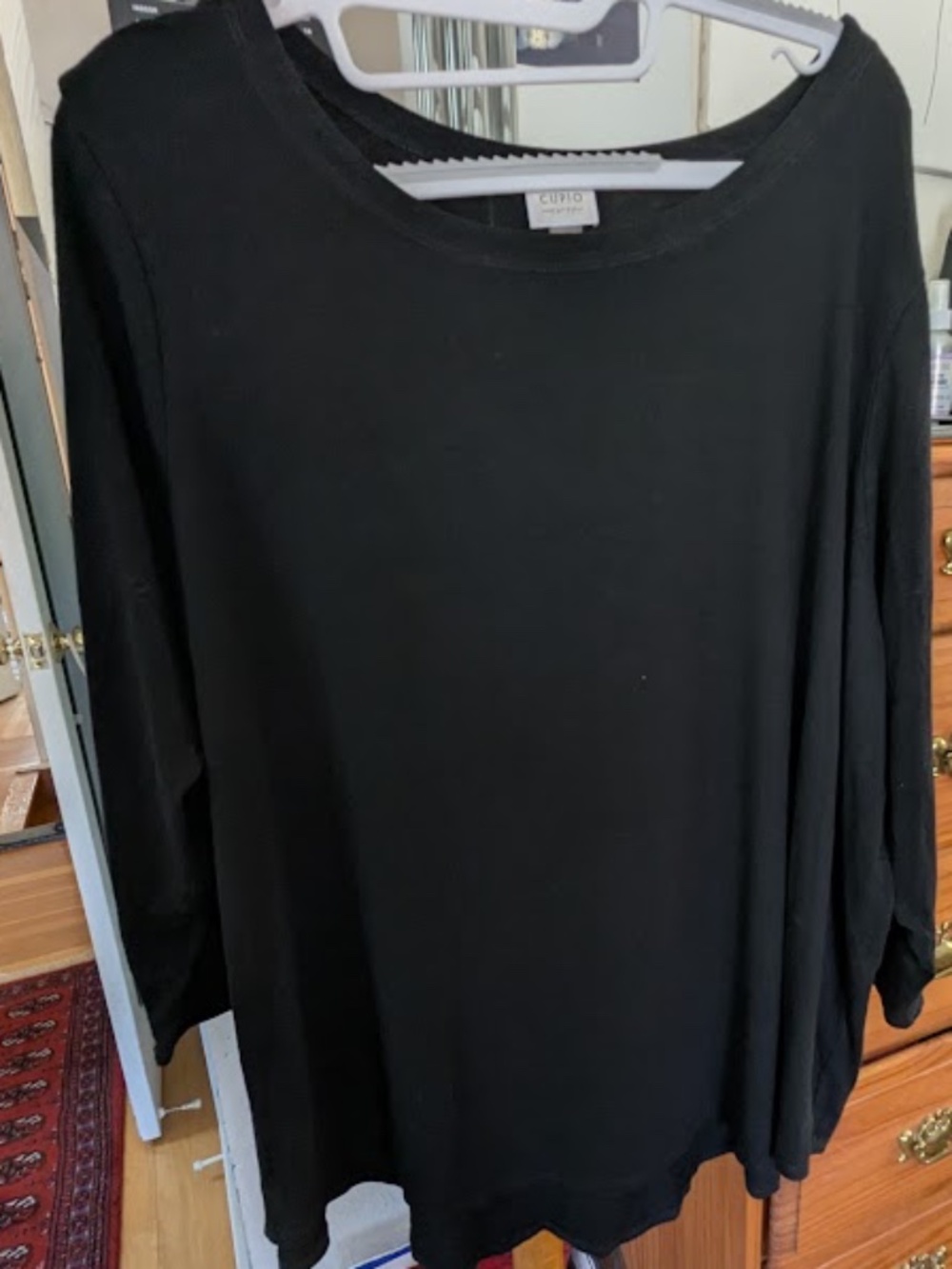 FINAL MARKDOWN! Cupio Curvy Black 3/4 Sleeve Top, Women's 1X